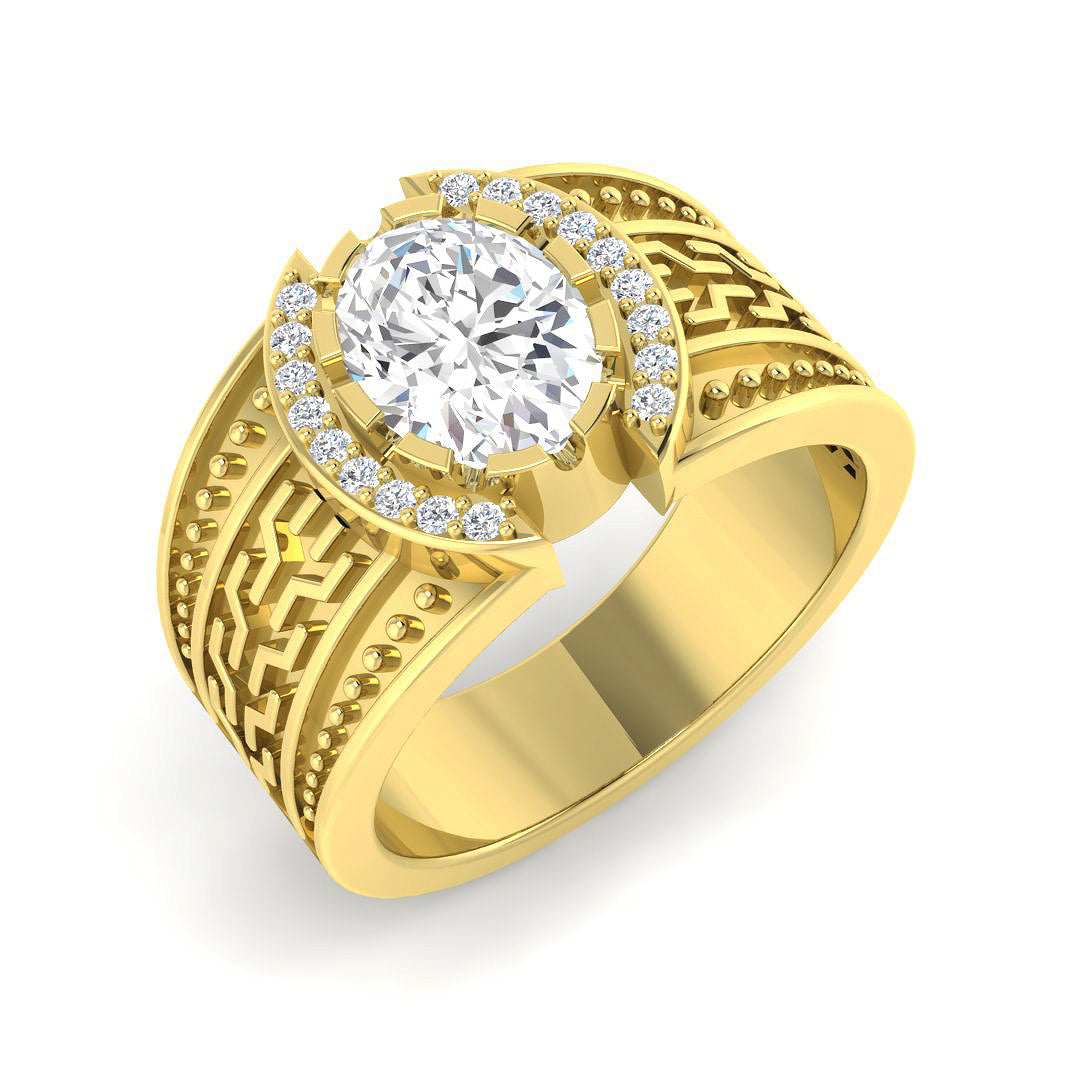 Men’s Diamond Ring UK oval centre with halo