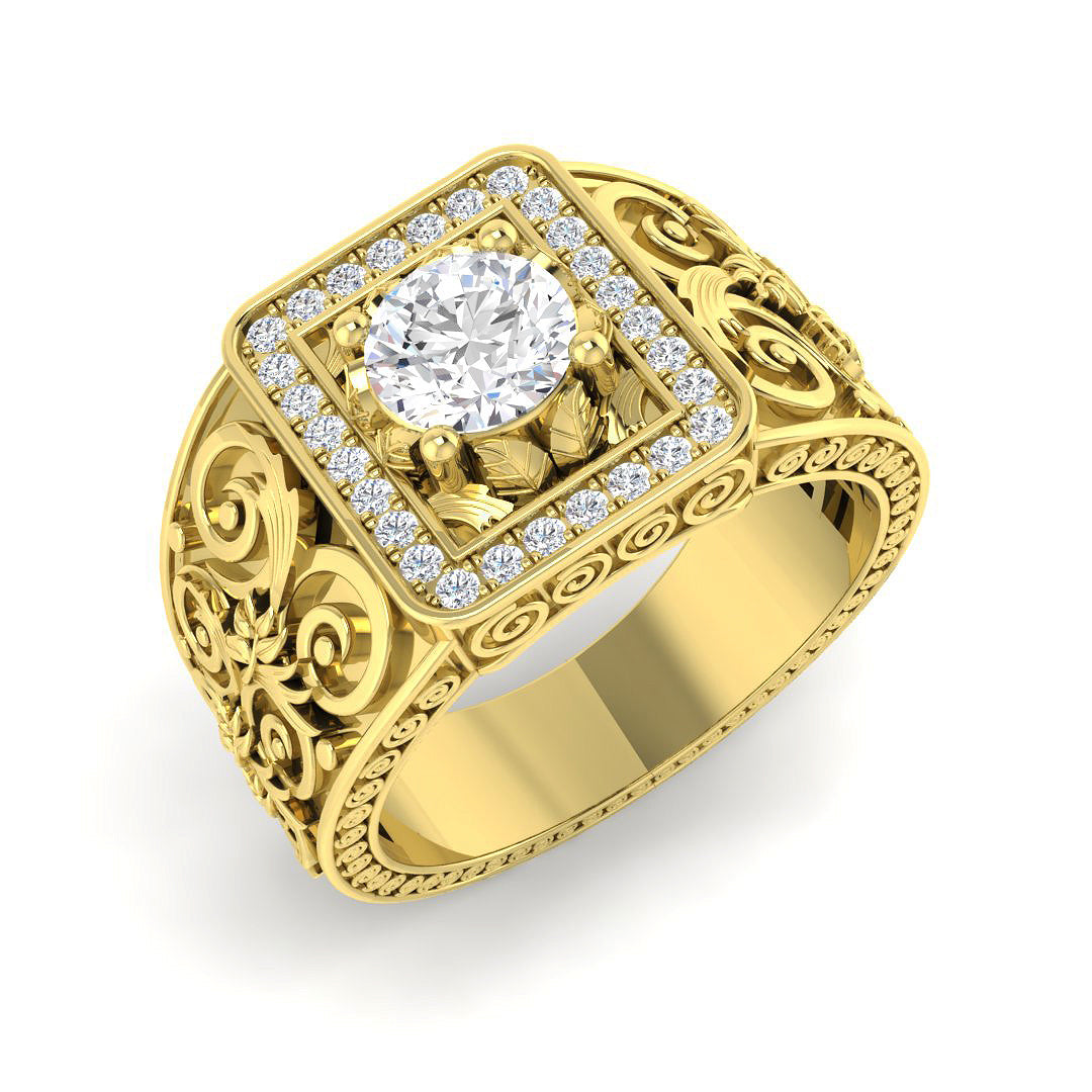 Men’s Diamond Ring UK vintage floral detailing