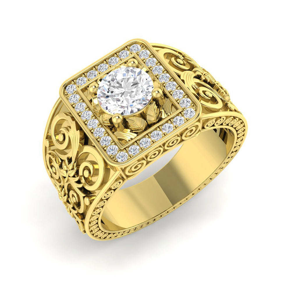 Men’s Diamond Ring UK vintage floral detailing