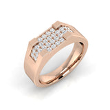 Men’s Diamond Ring UK with rectangular setting and pavé design