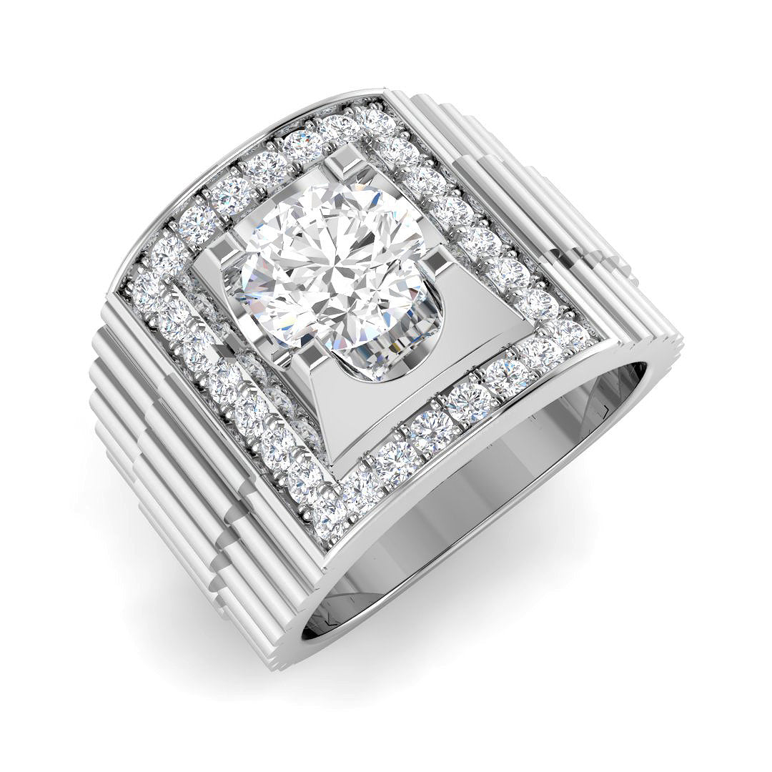Men’s Lab Grown Diamond Ring UK square halo design