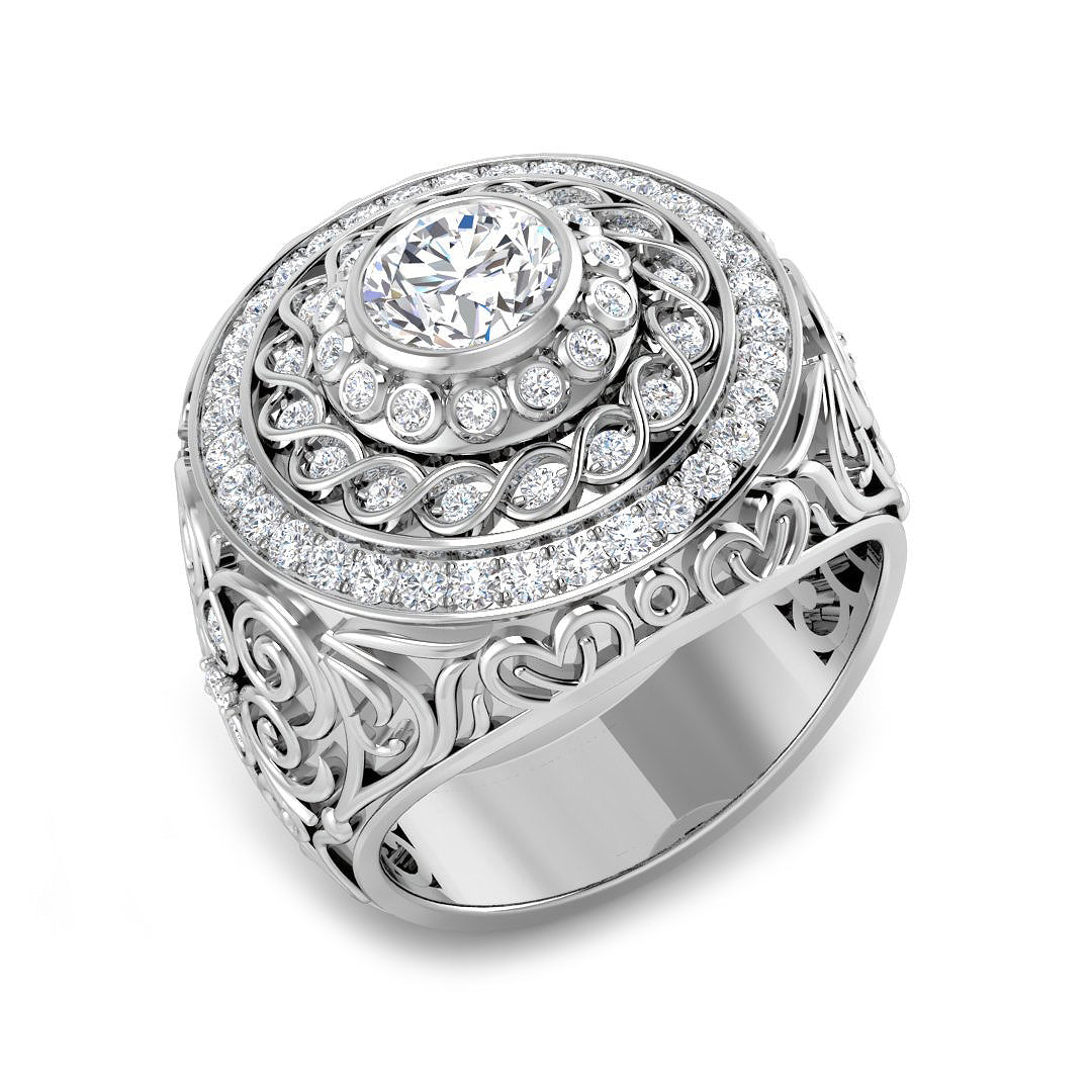 Men’s Lab Grown Diamond Ring UK swirl design