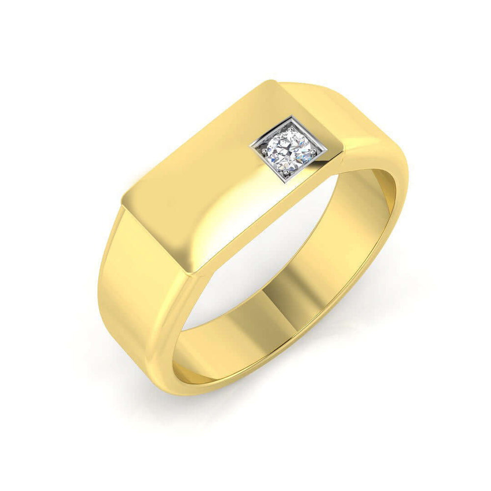 Luxury men’s engagement ring with single diamond