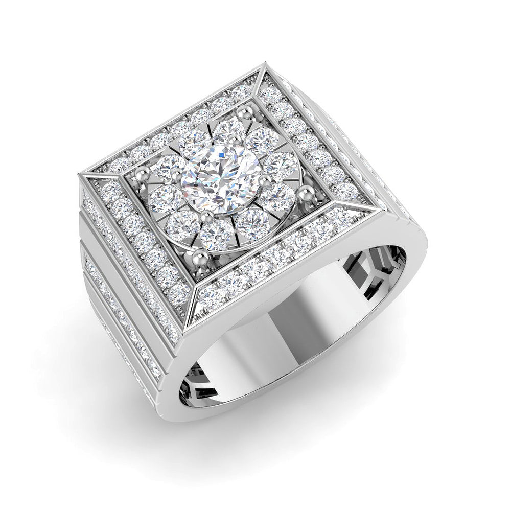 Men’s diamond cluster ring in white gold
