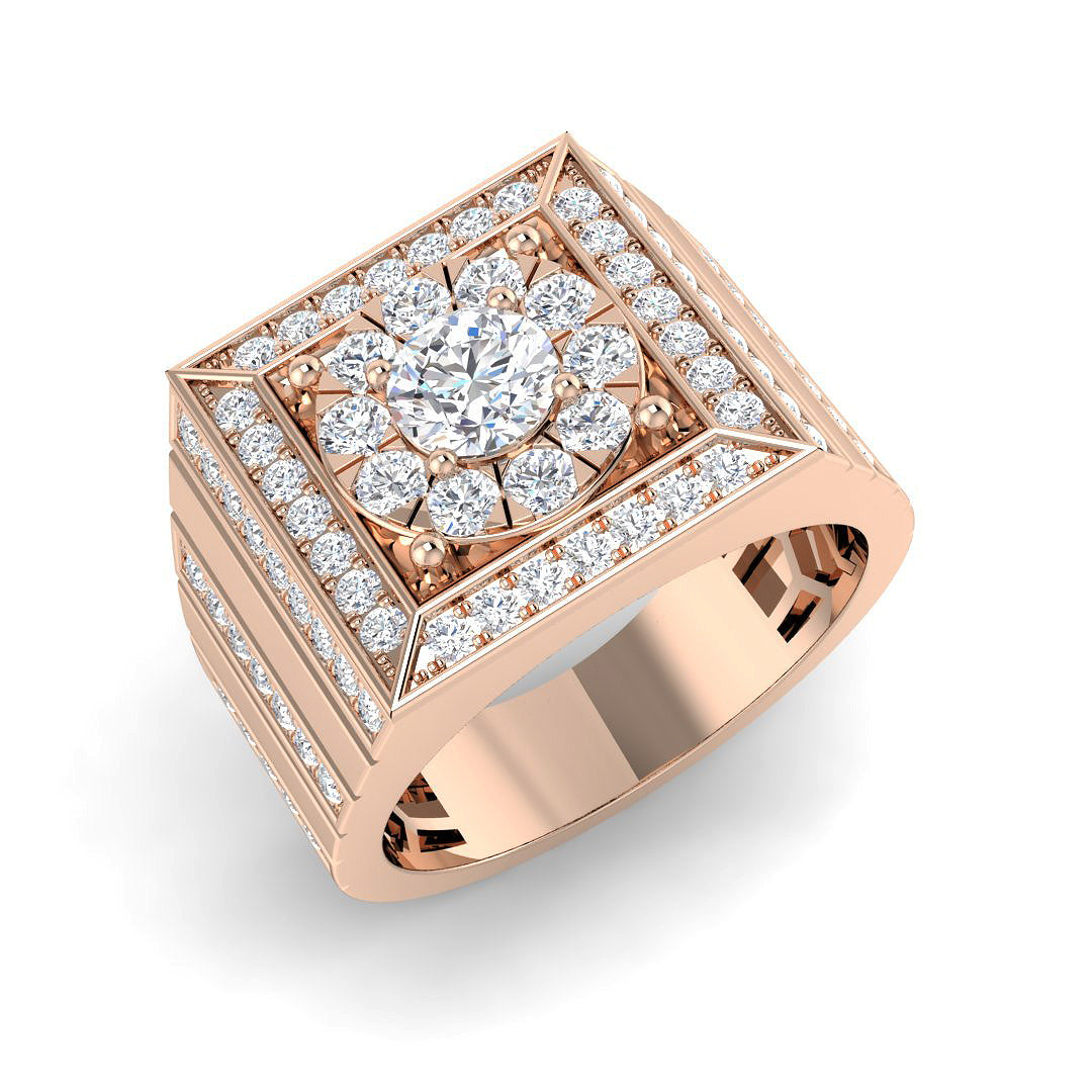 Men’s luxury cluster diamond ring in 18K gold