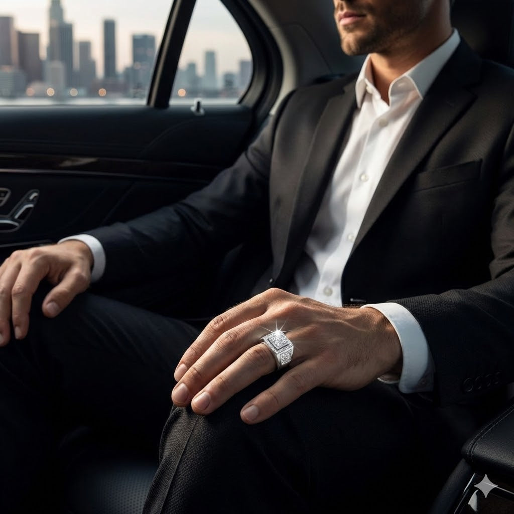 Luxury diamond ring for men with rope shoulder detail