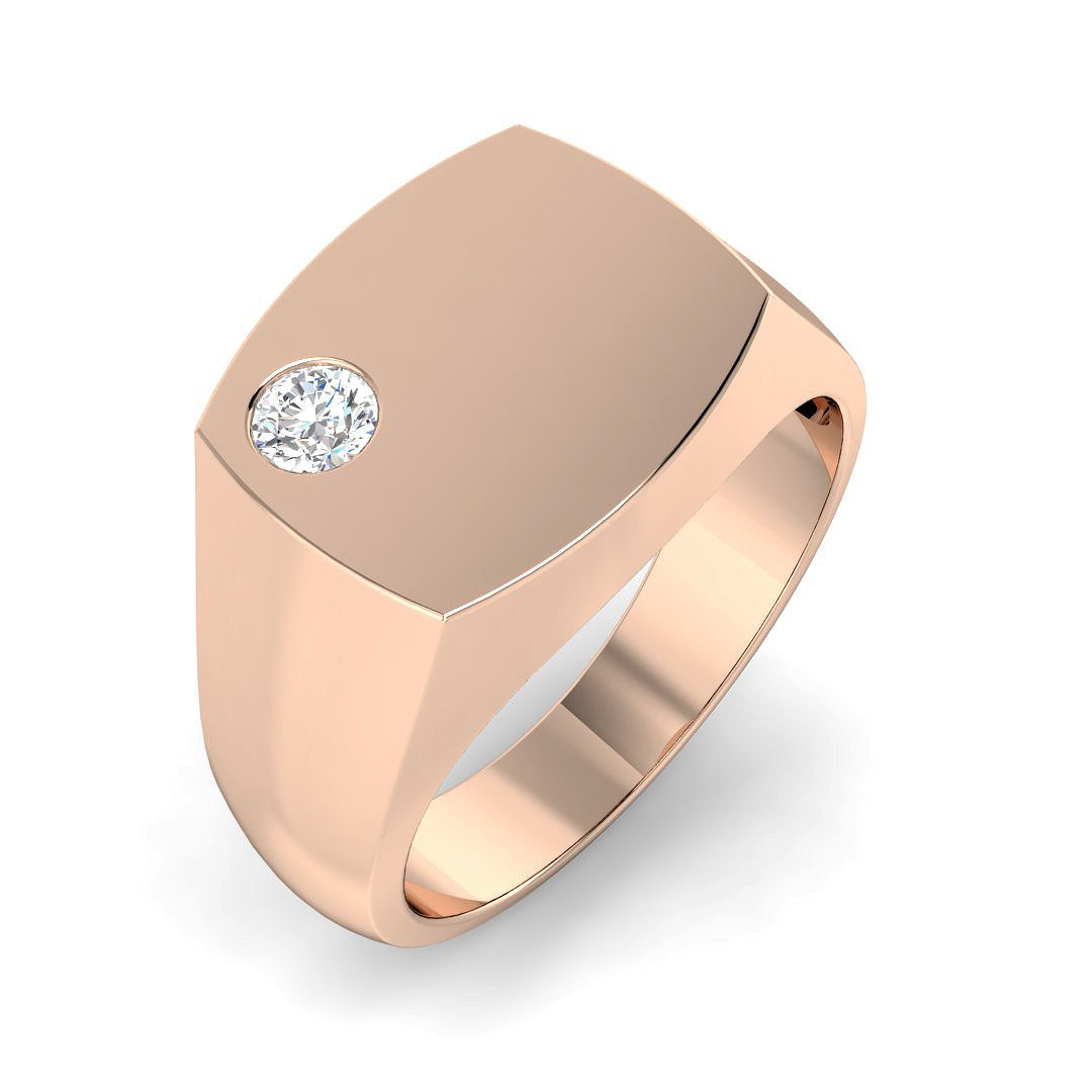 Men’s Round Diamond Signet Ring