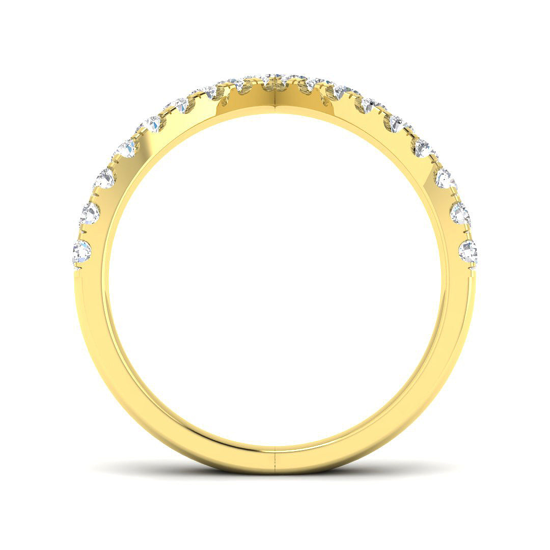 Modern V curve stacking ring with brilliant diamonds
