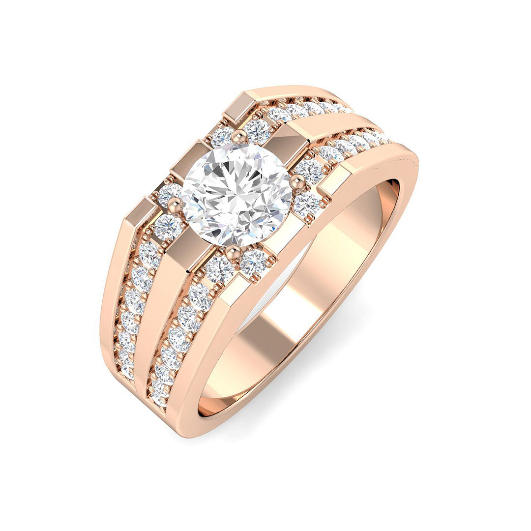 Modern men’s diamond band with round stone