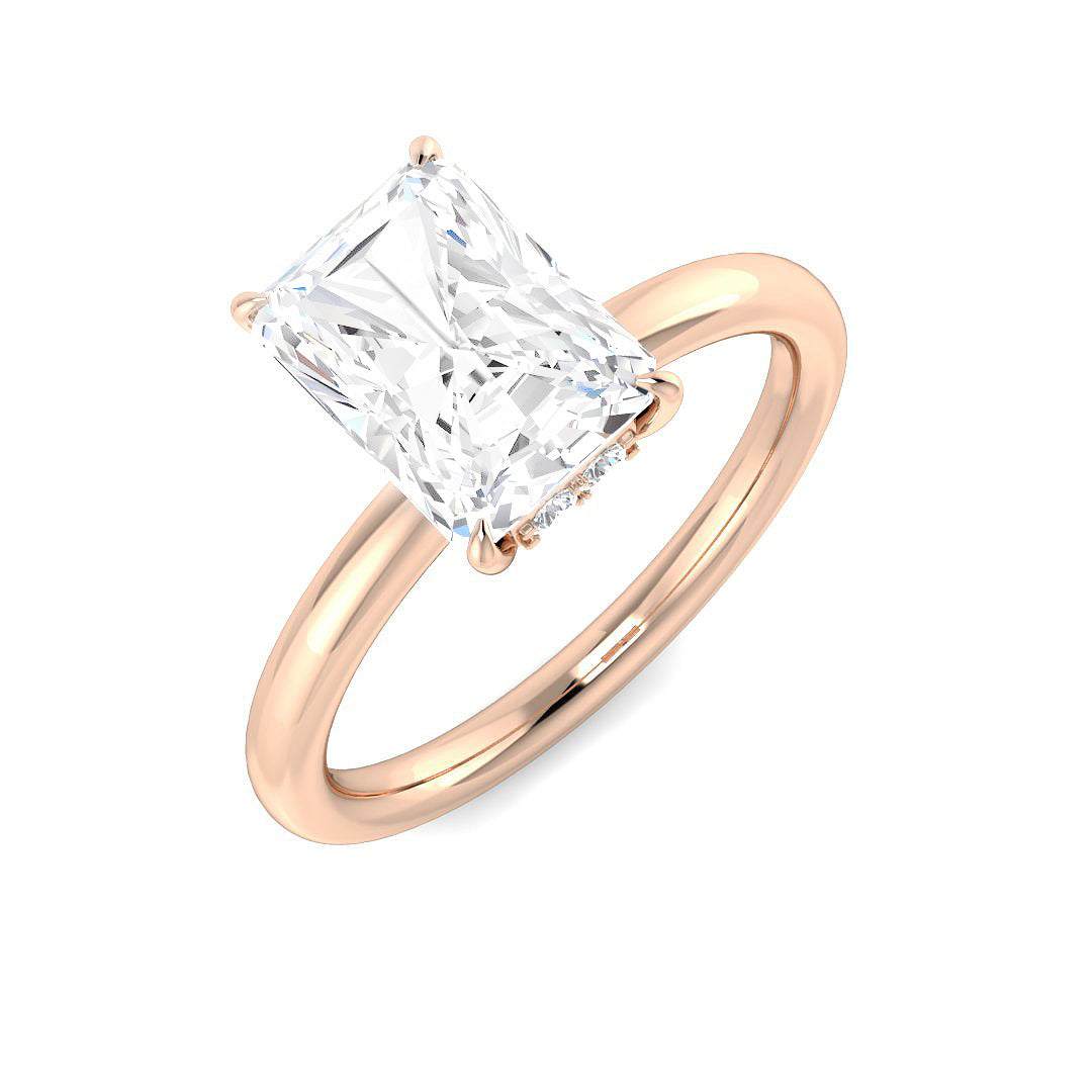 Modern solitaire ring featuring princess cut lab grown diamond