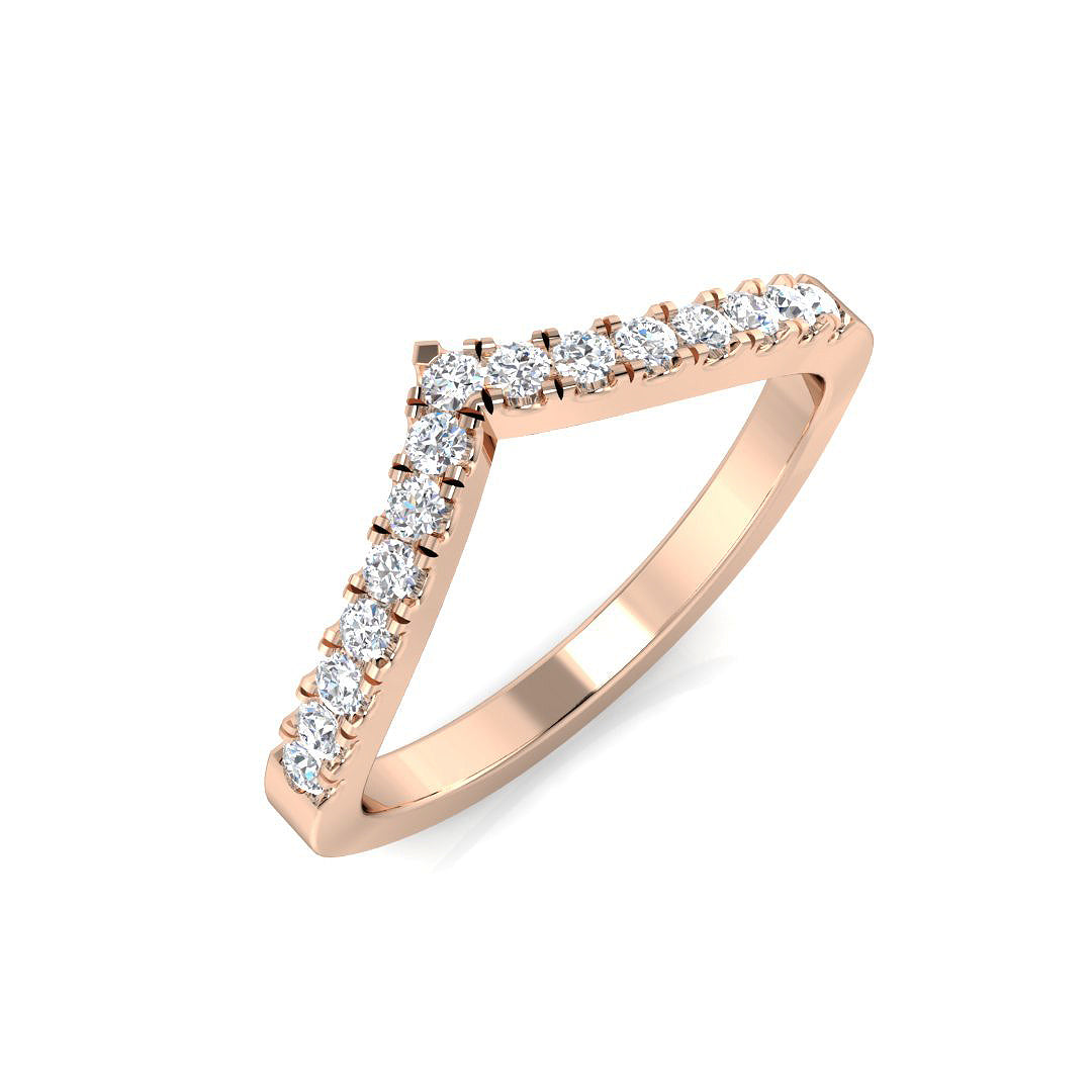 Modern wishbone diamond wedding band