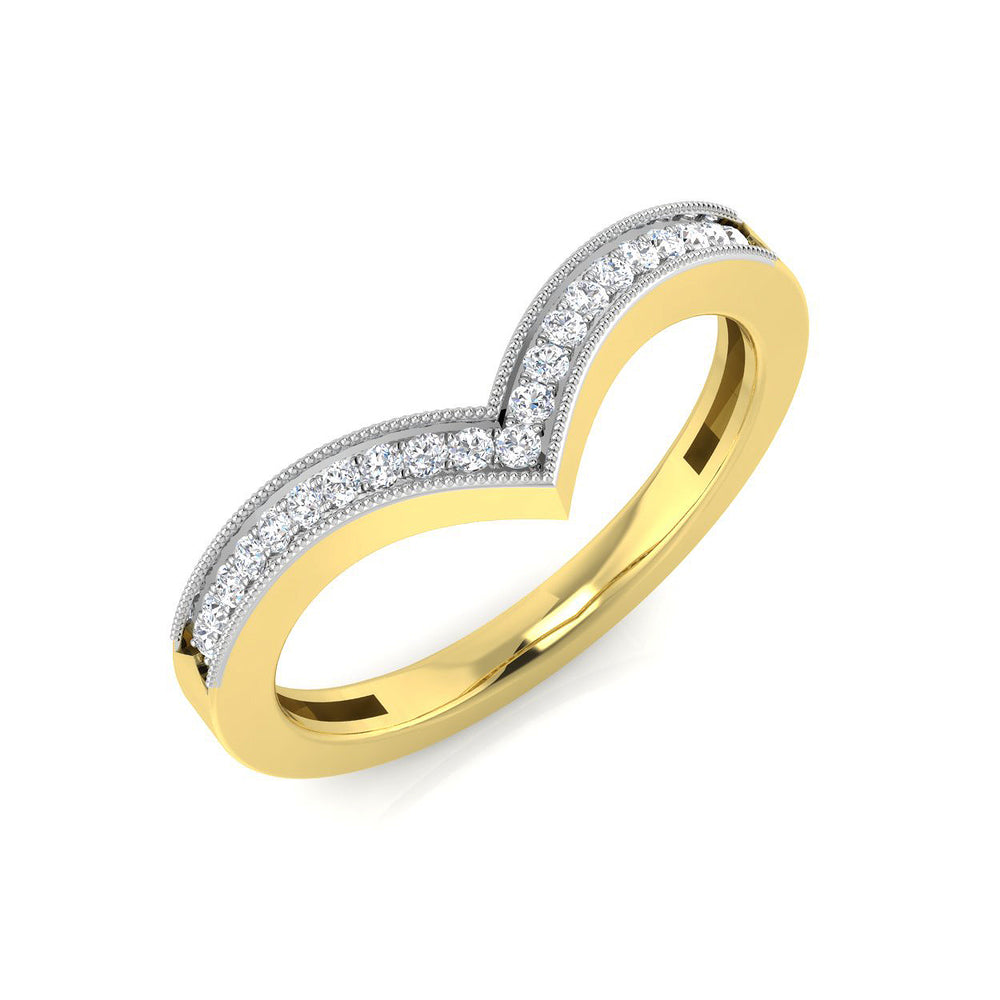 Modern wishbone stacking ring in gold or platinum