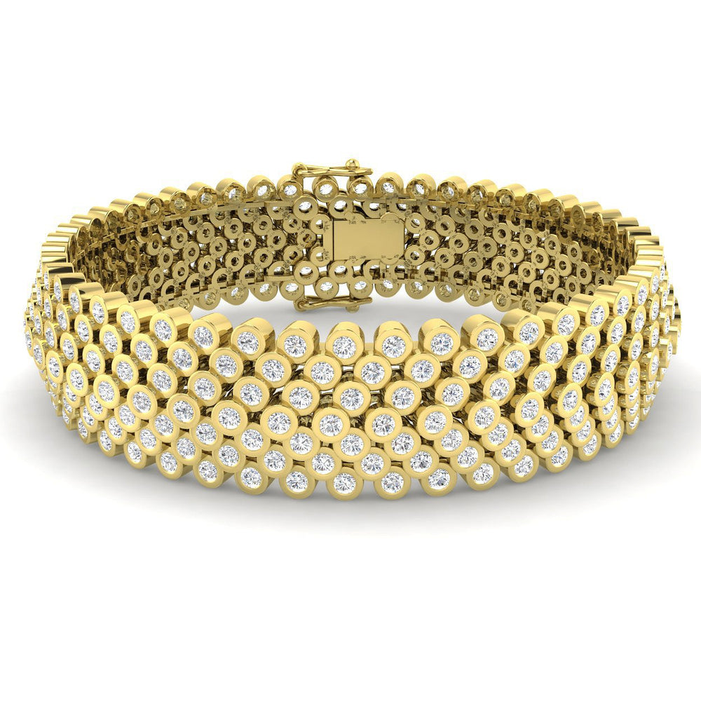 Multi Row Diamond Tennis Bracelet, 18K Yellow Gold Diamond Bracelet, Natural Diamond Gold Bracelet