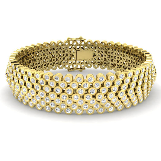 Multi Row Diamond Tennis Bracelet, 18K Yellow Gold Diamond Bracelet, Natural Diamond Gold Bracelet