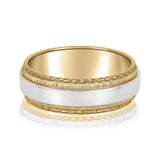 Classic Men's 5mm-8mm Milgrain Edge Gold Band with Brushed Centre