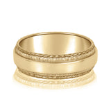 Bold Men's 5mm-8mm Milgrain Edge Gold Band with Brushed Centre