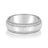 Classic Men's 5mm-8mm Milgrain Edge Gold Band with Brushed Centre