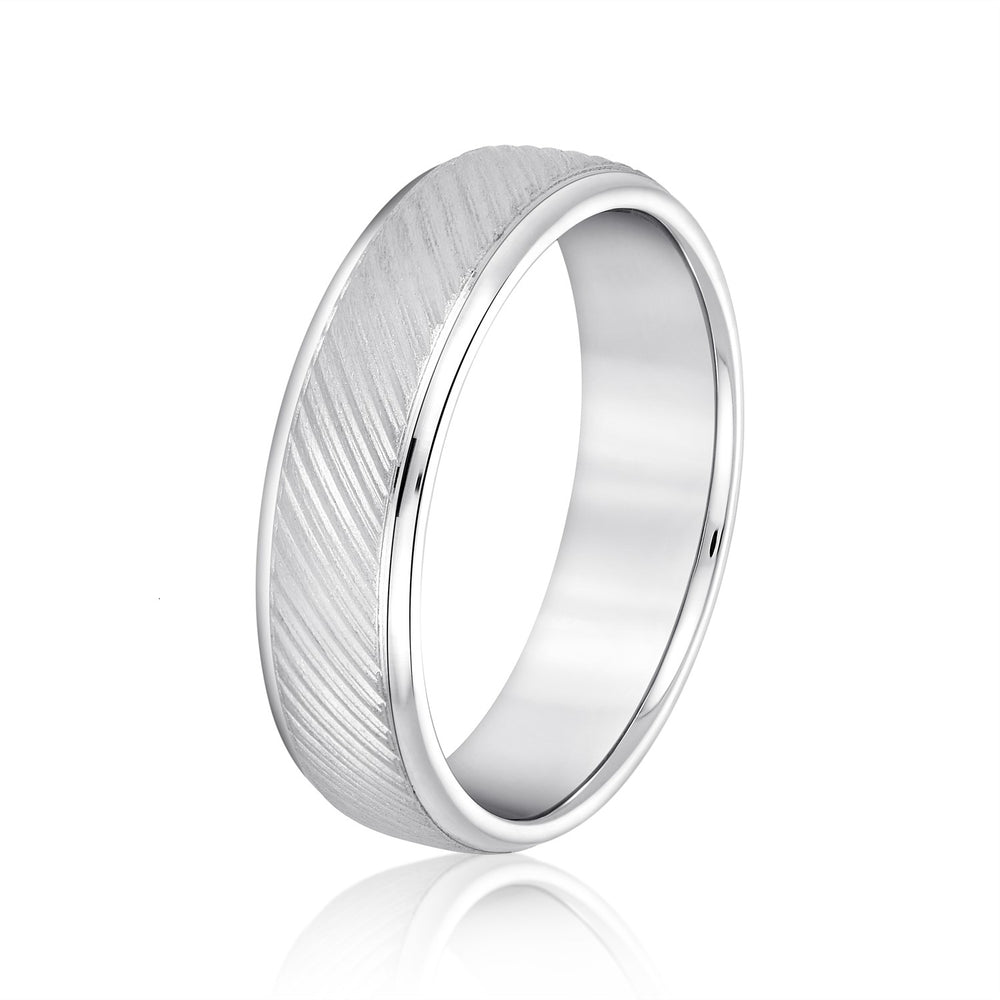 Bold Men's 5mm-8mm Diagonal Brushed Gold Band with Bevelled Edges