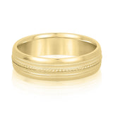 Slim Men's 5mm-8mm Milgrain Edge Gold Band