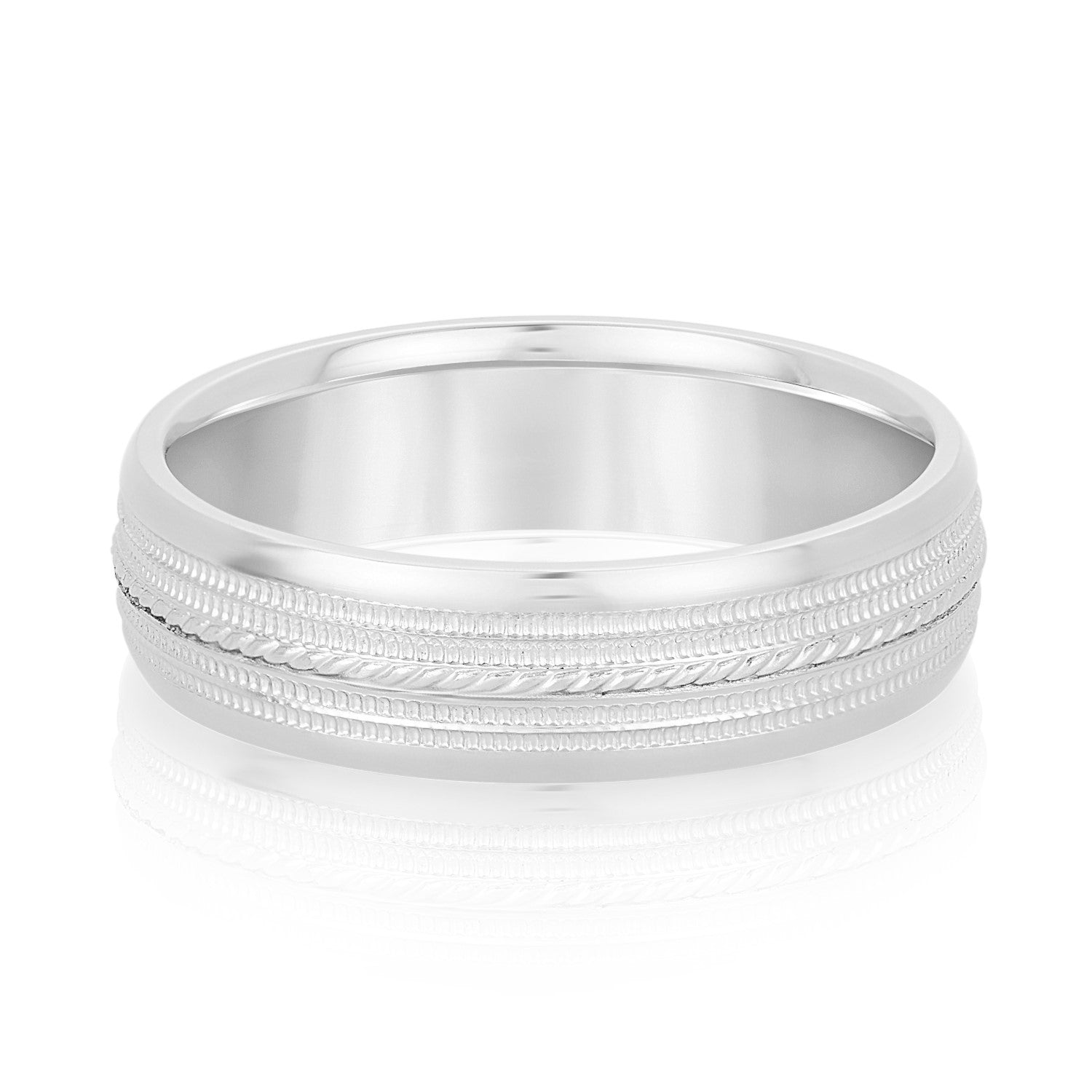 Bold Men's 5mm-8mm Milgrain Edge Gold Band