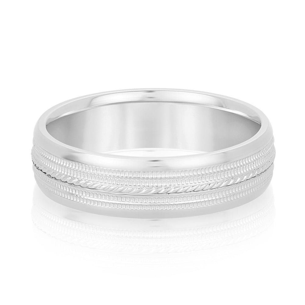 Slim Men's 5mm-8mm Milgrain Edge Gold Band