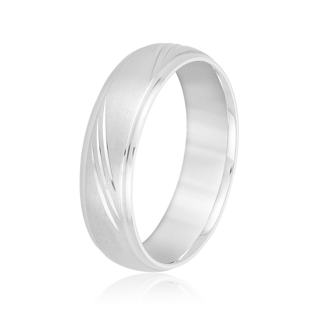 Slim Men's 5mm-8mm Carved Gold Band