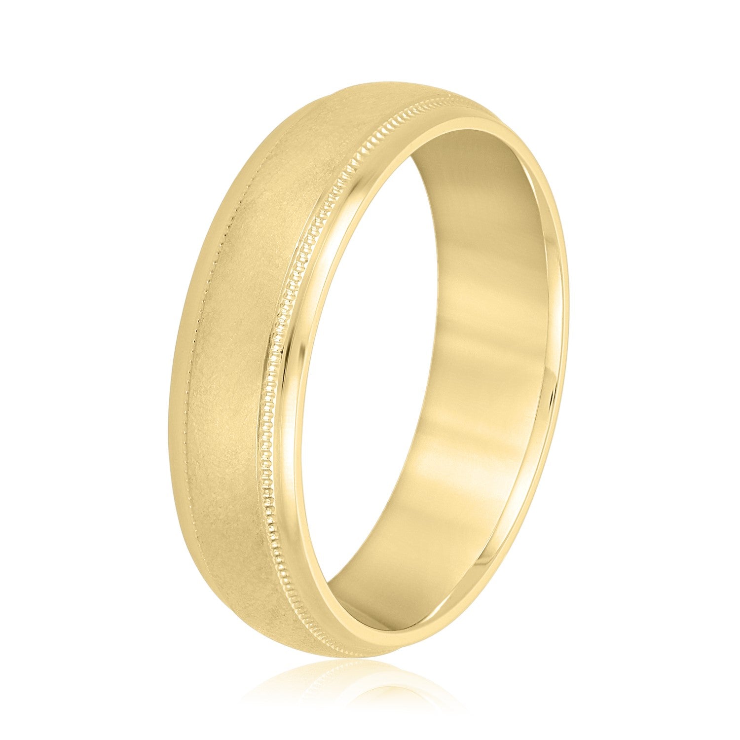 Slim Men's 5mm-8mm Carved Gold Band Anniversary