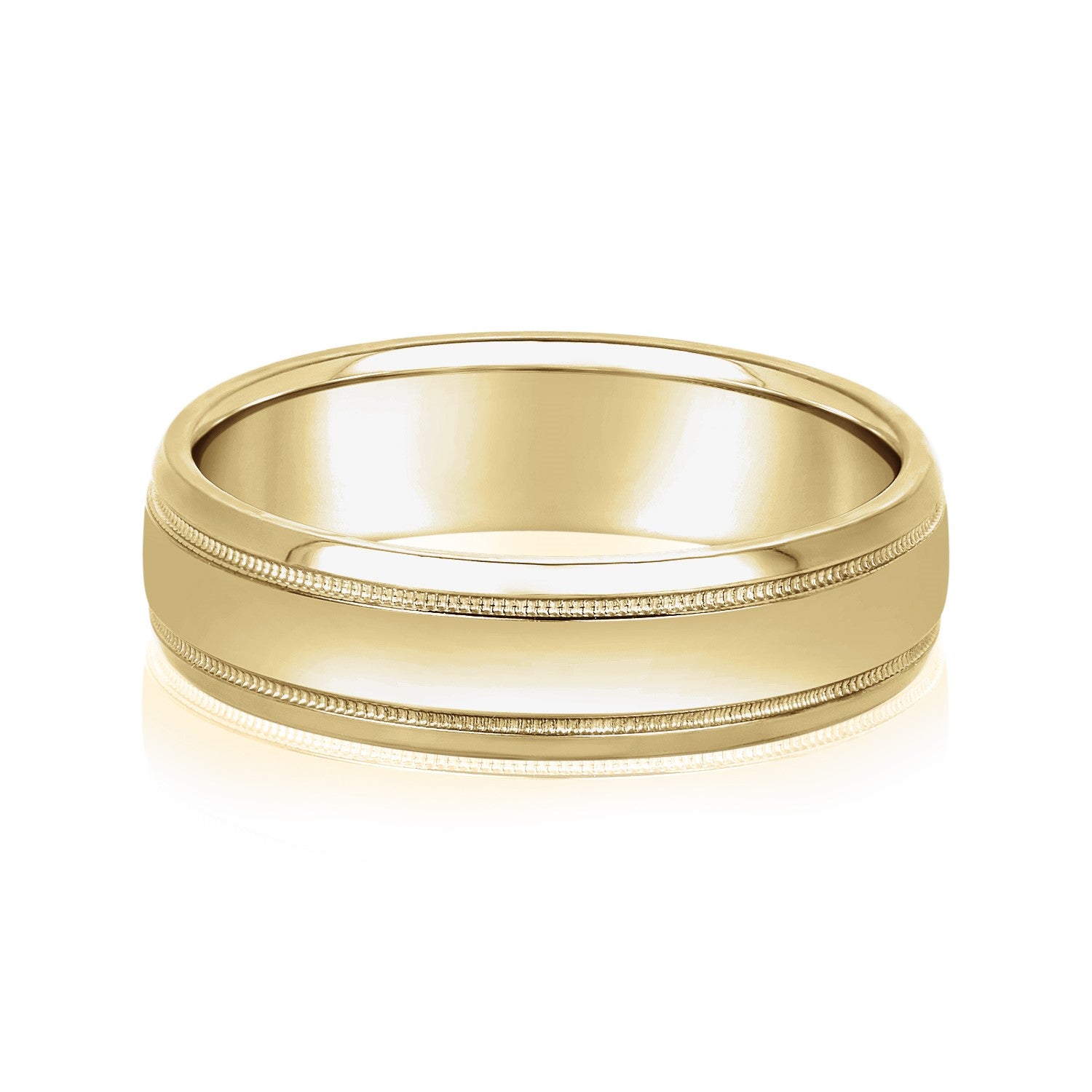 Slim Men's 5mm-8mm Milgrain Edge Gold Band Anniversary