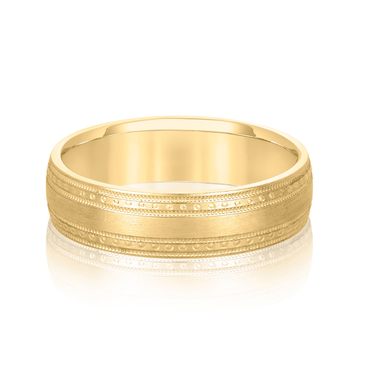 Bold Men's 5mm-8mm Milgrain Edge Gold Band Stacking