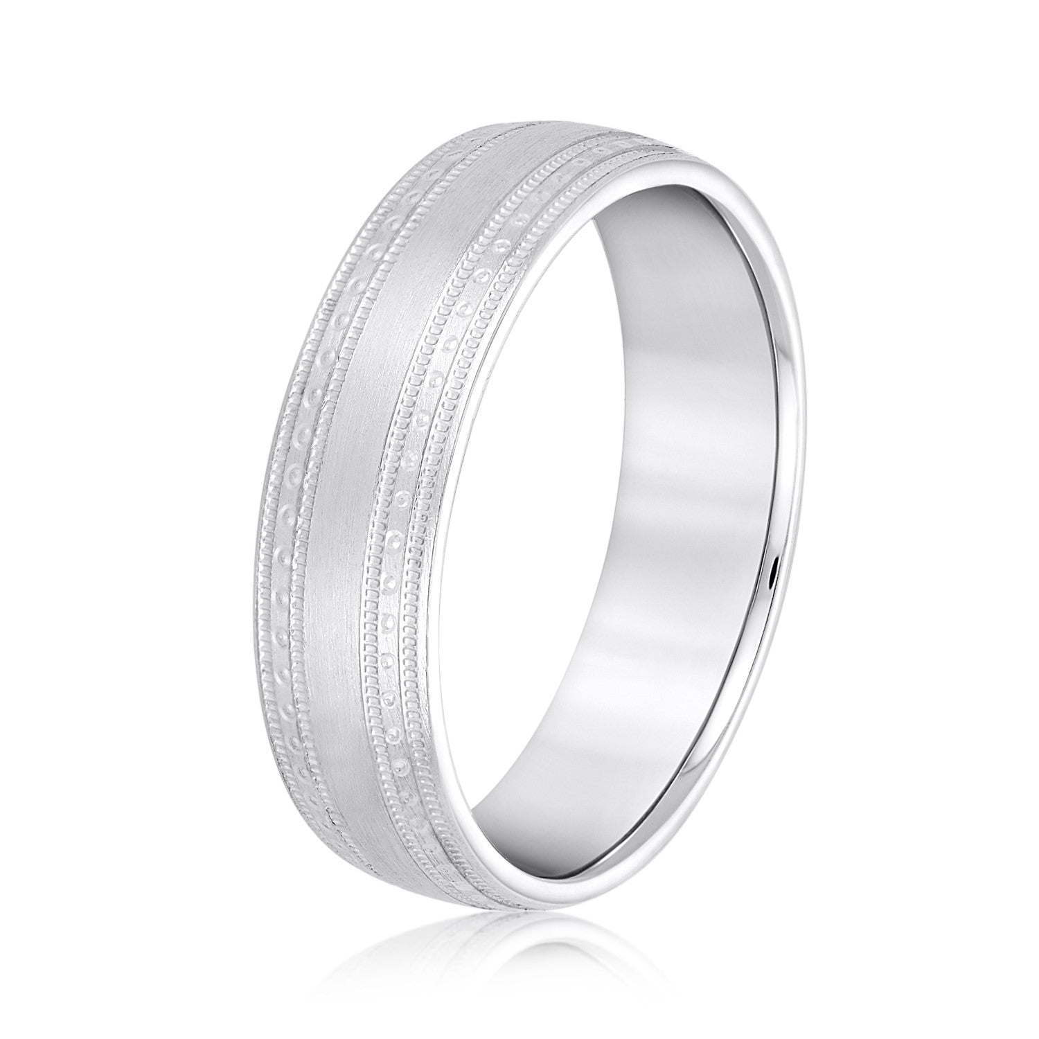 Bold Men's 5mm-8mm Milgrain Edge Gold Band Stacking