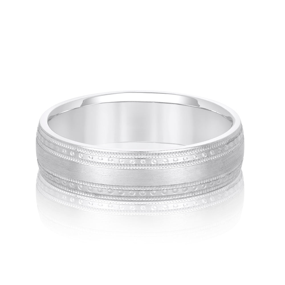 Bold Men's 5mm-8mm Milgrain Edge Gold Band Stacking
