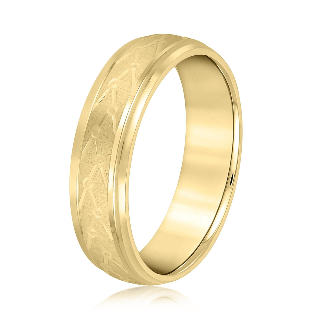 Bold Men's 5mm-8mm Carved Gold Band Anniversary