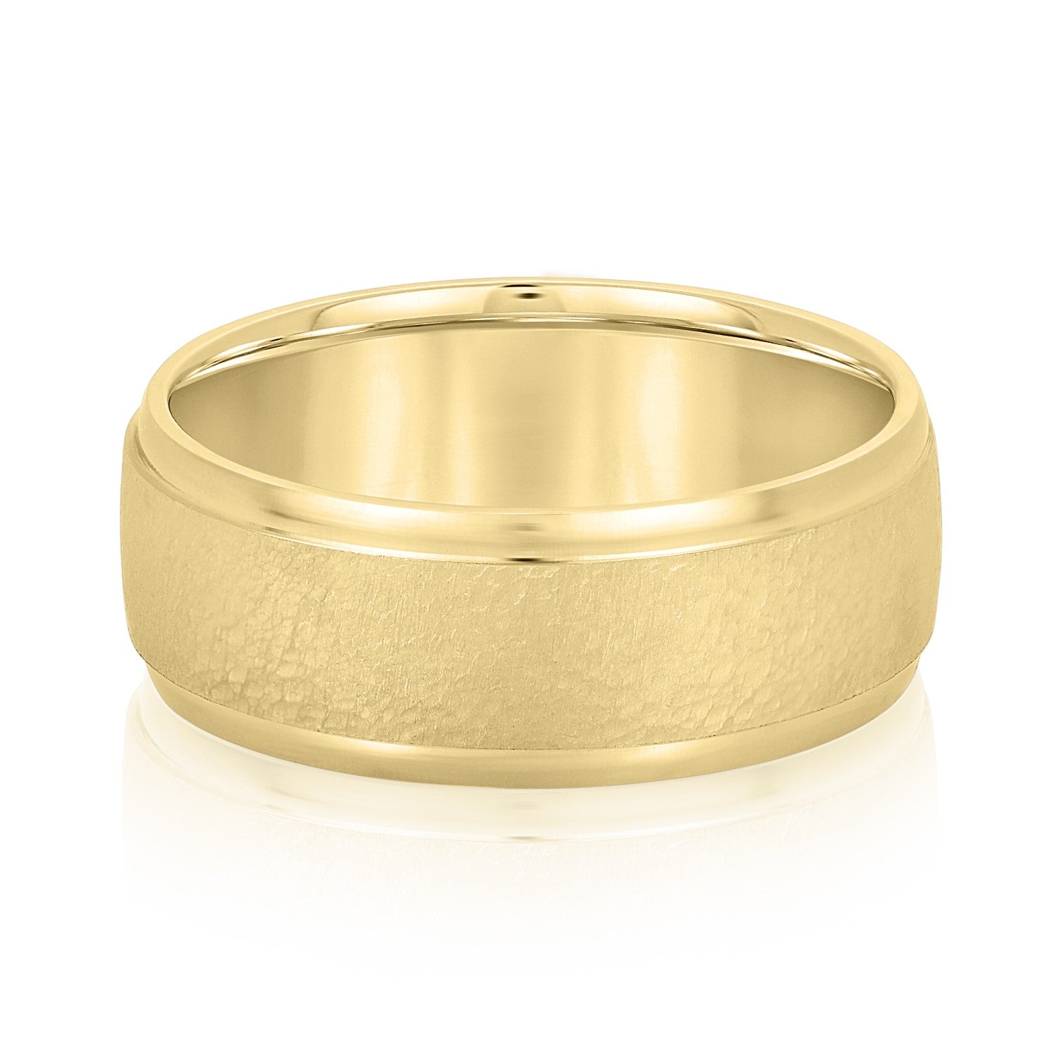 Slim Men's 5mm-8mm Carved Gold Band Anniversary Stacking