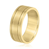 Bold Men's 5mm-8mm Carved Gold Band Anniversary Stacking