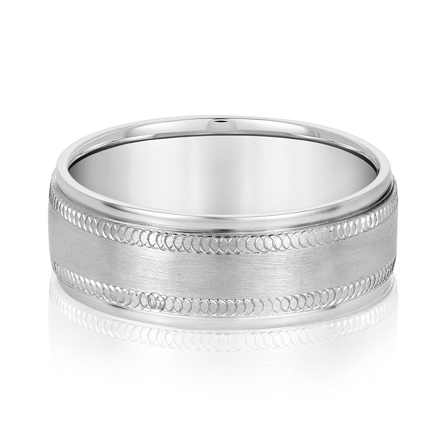 Slim Men's 5mm-8mm Milgrain Edge Gold Band Anniversary Stacking