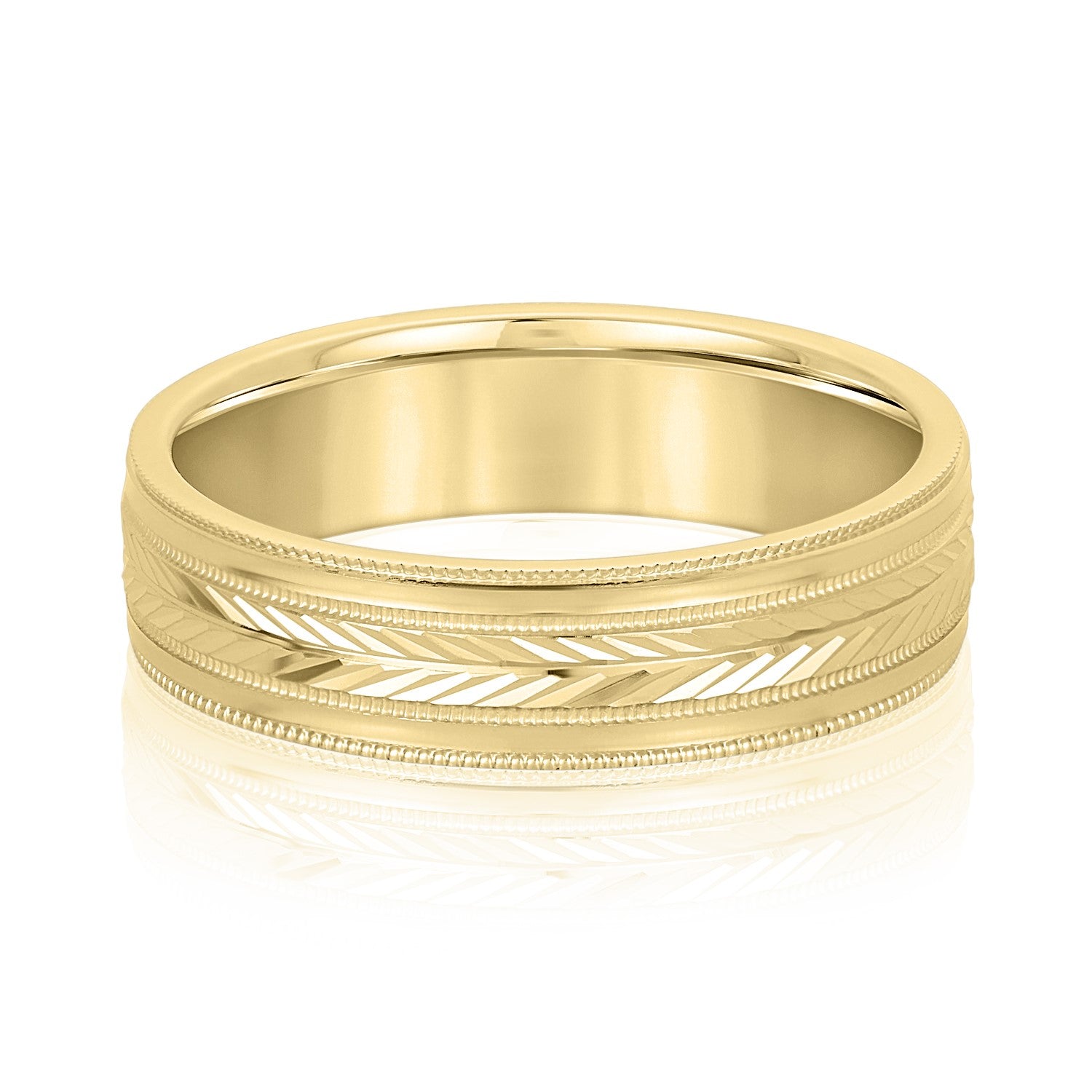 Bold Men's 5mm-8mm Carved Gold Band Refined