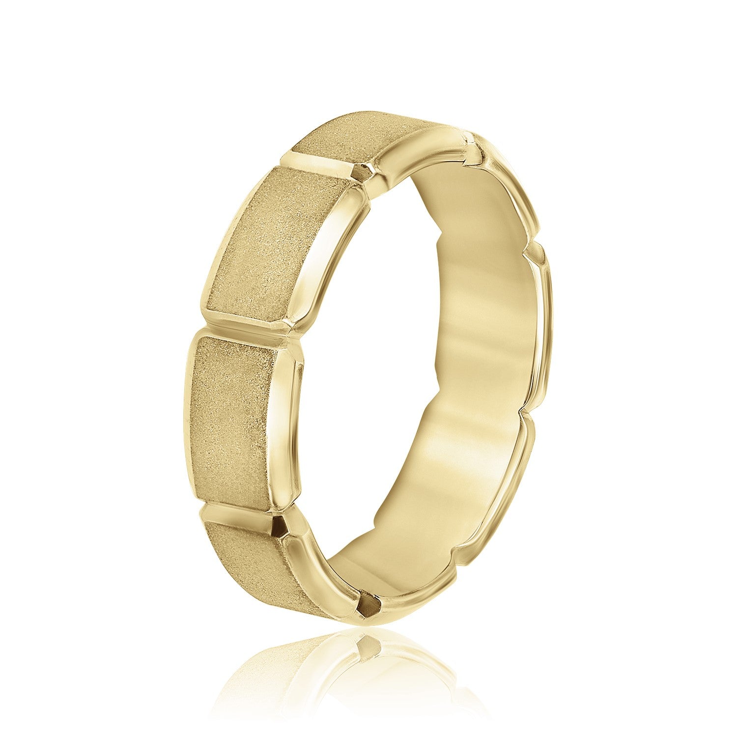 Bold Men's 5mm-8mm Carved Gold Band Classic