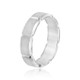Slim Men's 5mm-8mm Carved Gold Band Modern
