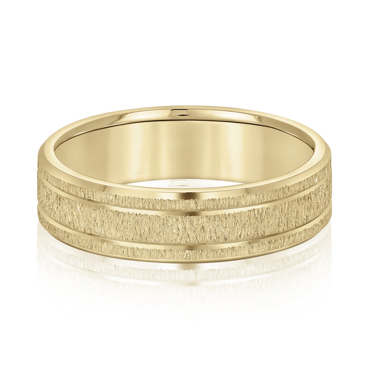 Bold Men's 5mm-8mm Carved Gold Band Modern