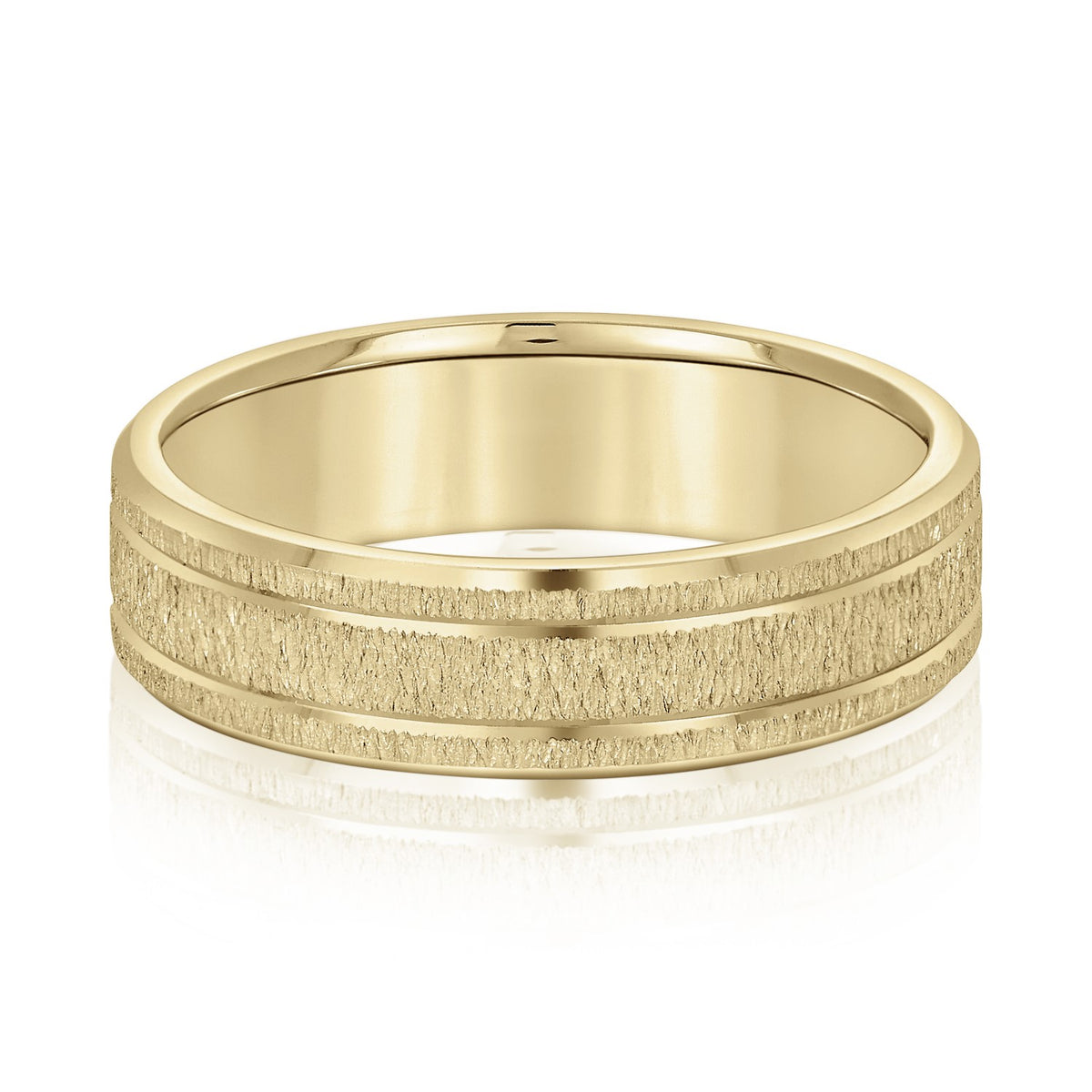 Bold Men's 5mm-8mm Carved Gold Band Modern
