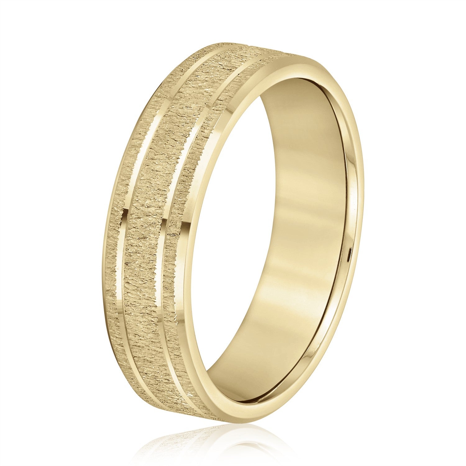 Slim Men's 5mm-8mm Carved Gold Band Timeless