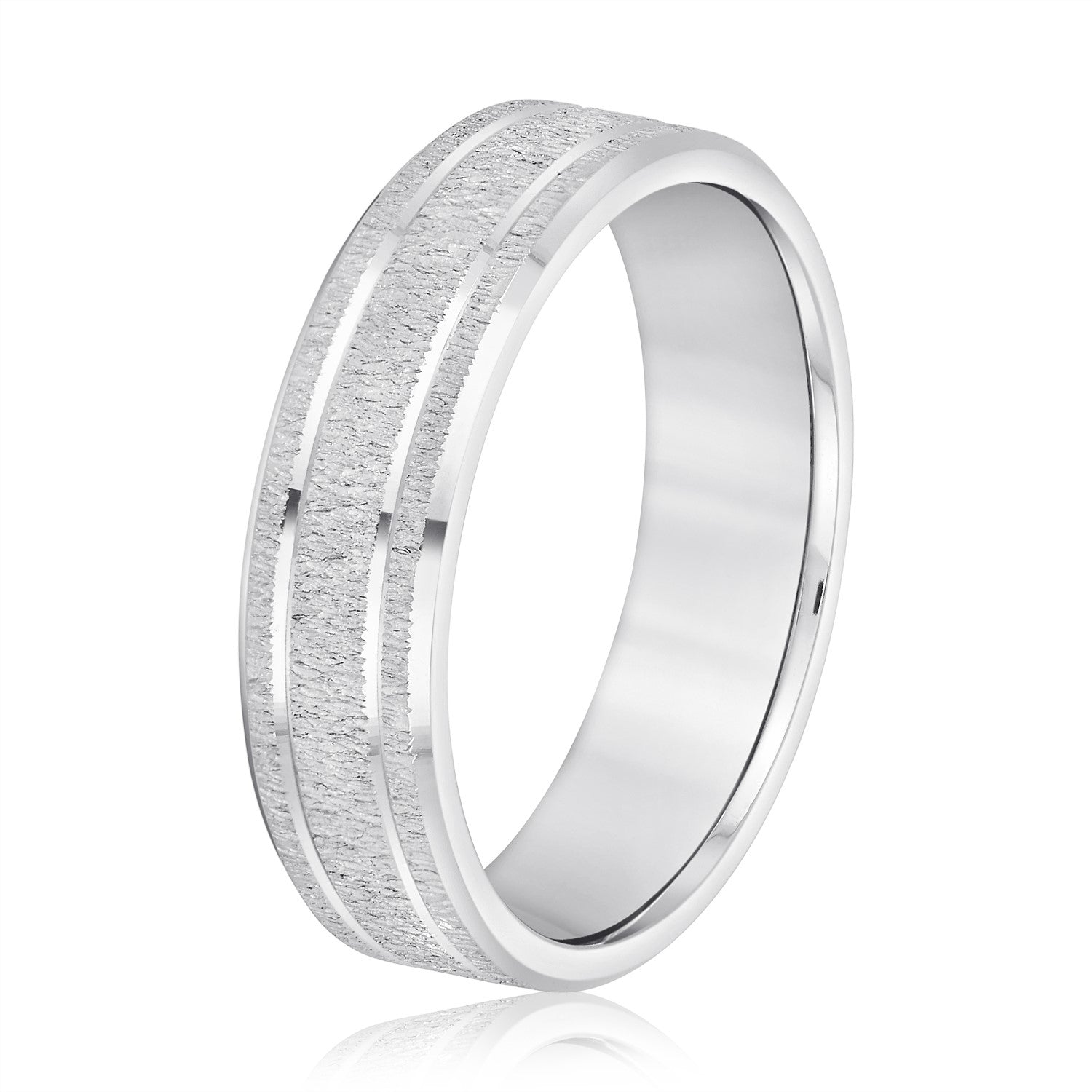 Slim Men's 5mm-8mm Carved Gold Band Timeless