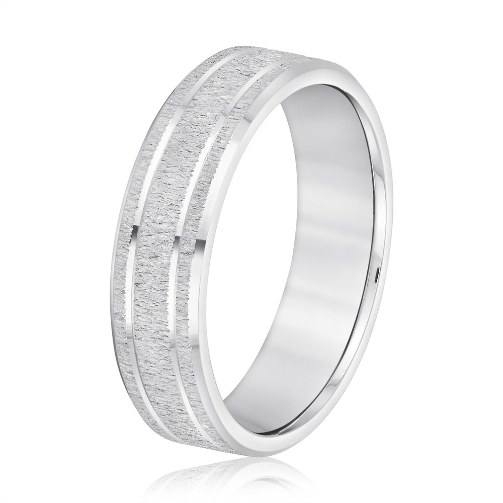 Slim Men's 5mm-8mm Carved Gold Band Timeless