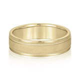 Slim Men's 5mm-8mm Carved Gold Band Sleek
