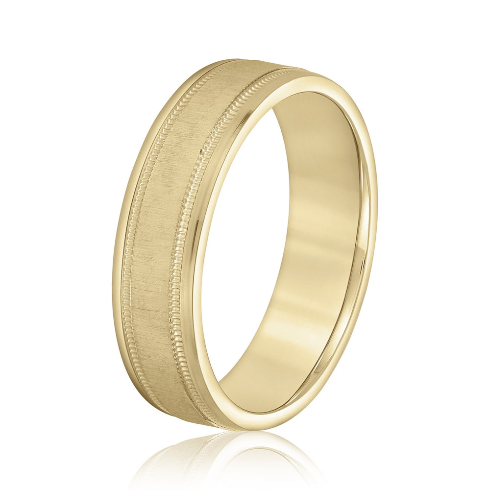 Slim Men's 5mm-8mm Carved Gold Band Sleek