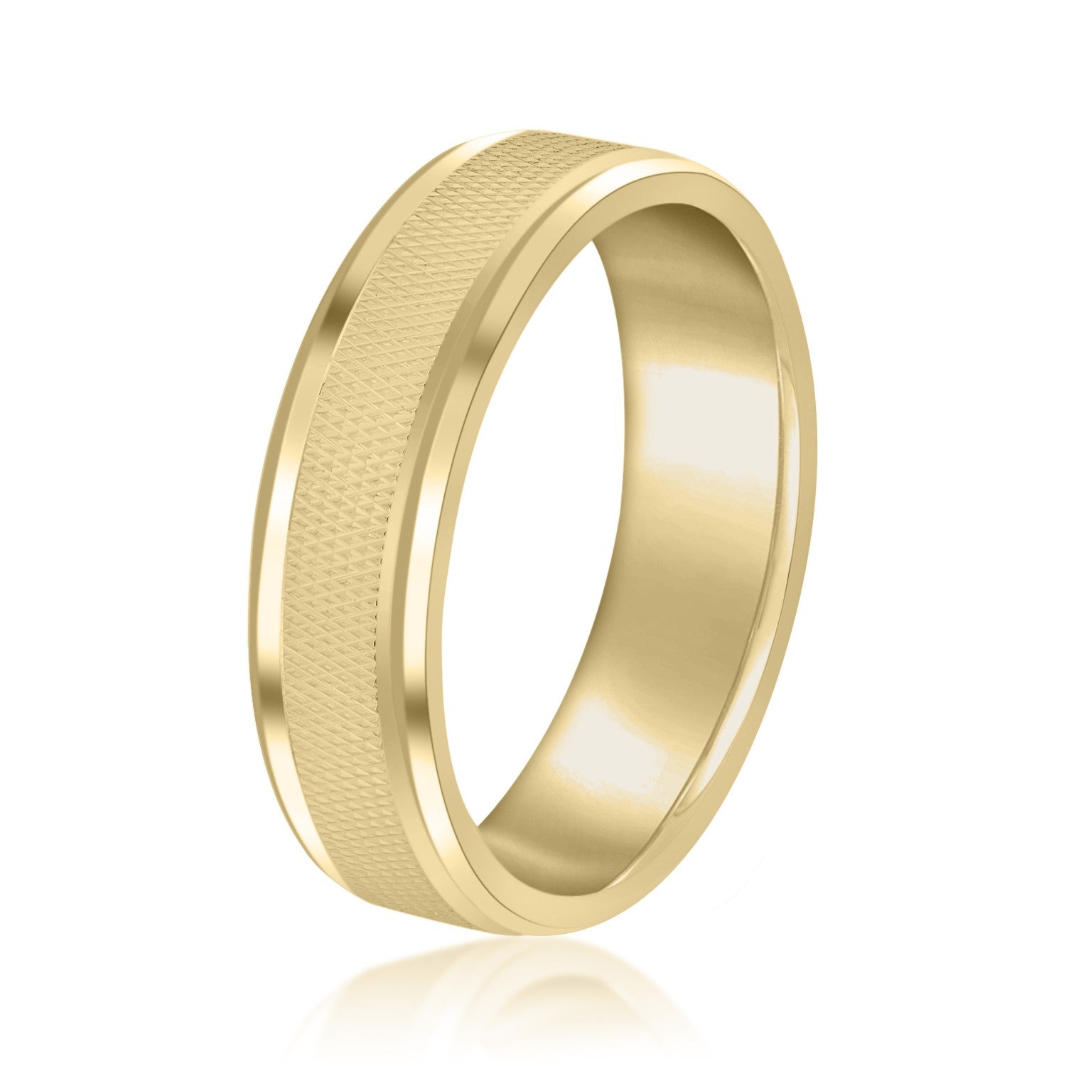 Bold Men's 5mm-8mm Carved Gold Band Sleek