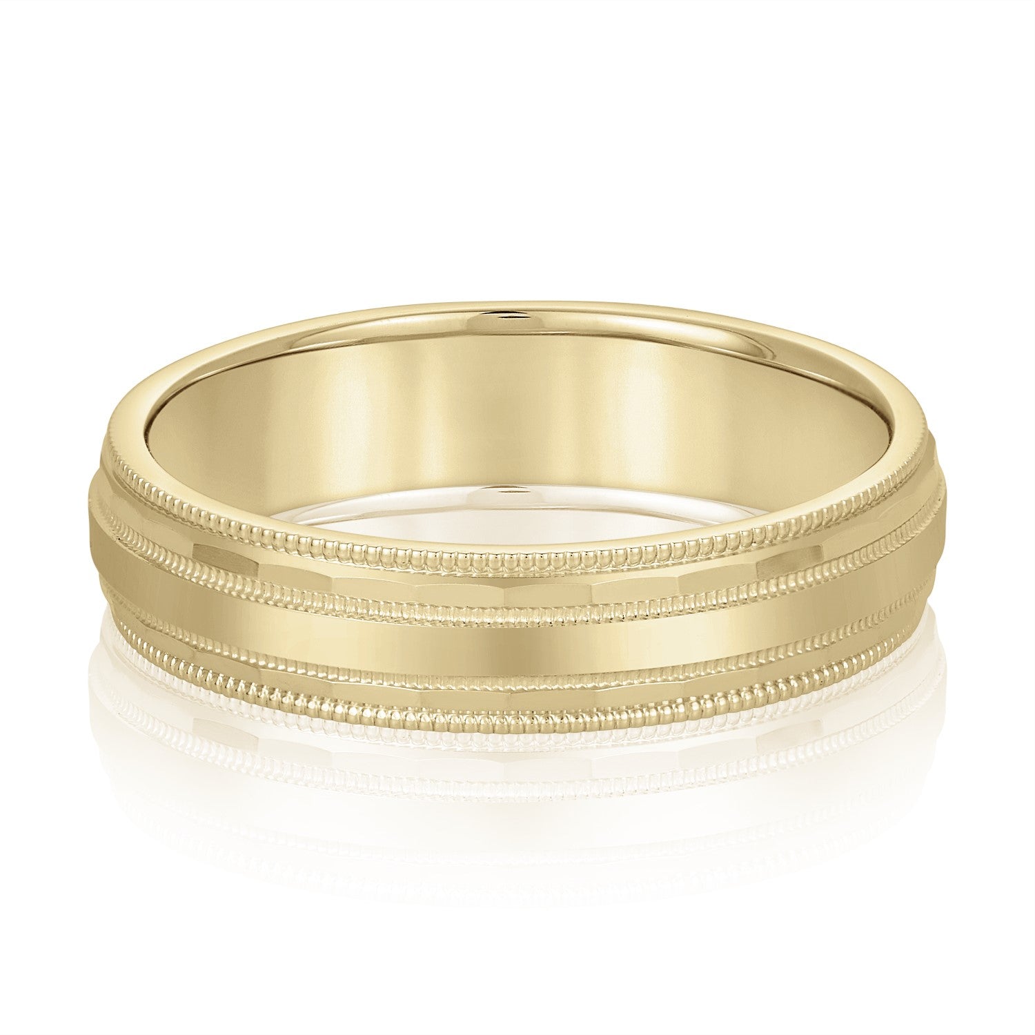 Bold Men's 5mm-8mm Milgrain Edge Gold Band Refined