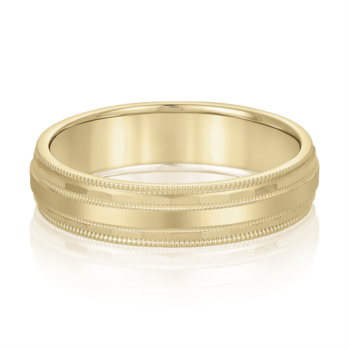 Slim Men's 5mm-8mm Milgrain Edge Gold Band Refined