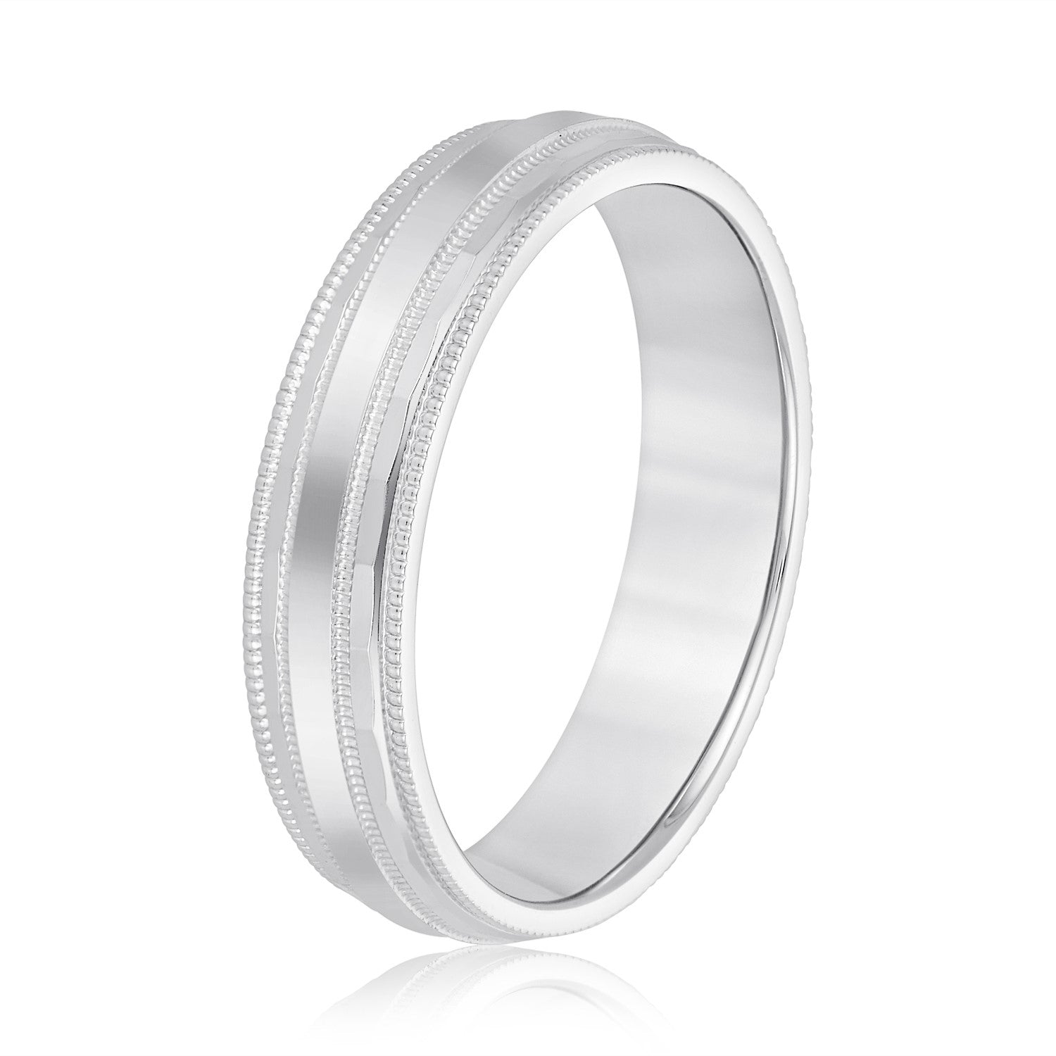 Slim Men's 5mm-8mm Milgrain Edge Gold Band Refined