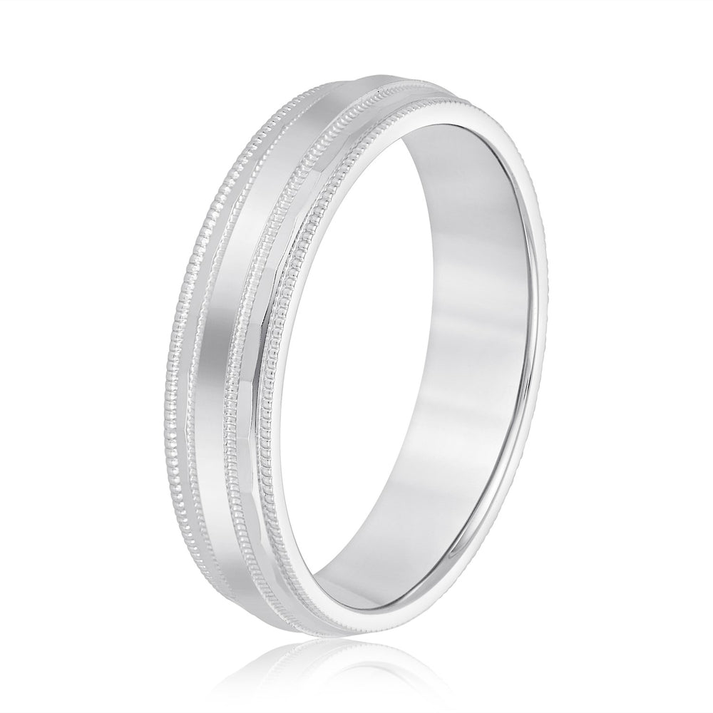 Slim Men's 5mm-8mm Milgrain Edge Gold Band Refined
